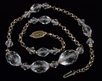 Mint Vintage 1940s 12kt GF Crystal Necklace 16.5"