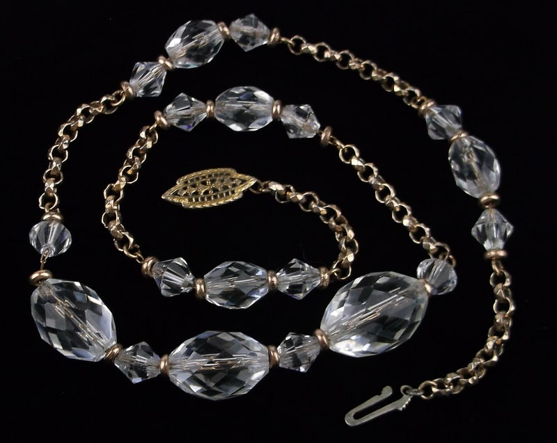 Mint Vintage 1940s 12kt GF Crystal Necklace 16.5": Mint Condition, In Like New Condition, Perfect