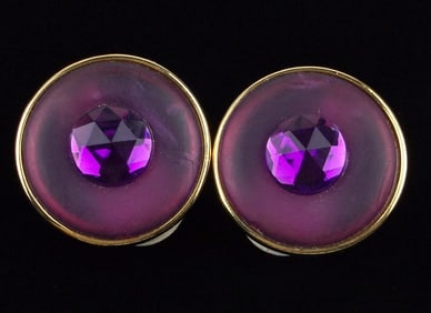 Mint Vintage Designer Lucite Rhinestone Earrings