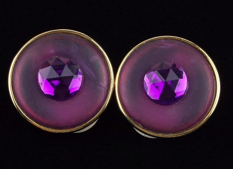 Mint Vintage Designer Lucite Rhinestone Earrings: Mint Condition, In Like New Condition, Perfect