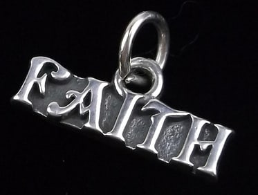 Mint Vintage Sterling Silver Faith Charm Pendant
