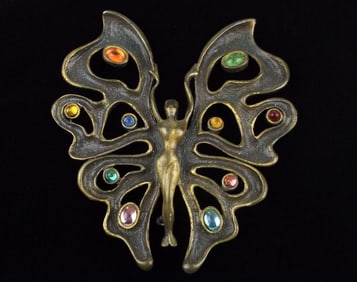 Rare Mint Vint JJ Jonette Jelly Belly Rhinestone Fairy Brooch