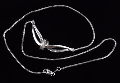 New Vintage Sterling Silver Diamond Soft Chain Necklace 18"