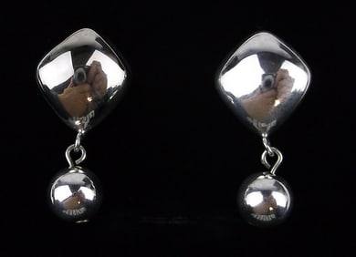 Mint Vintage Sterling Silver Ball Drop Earrings