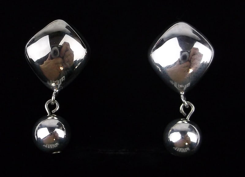 Mint Vintage Sterling Silver Ball Drop Earrings (1 of 2)