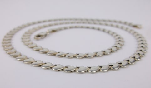 Stunning Vint Italian Sterling Silver Heart Chain Necklace 18.5"