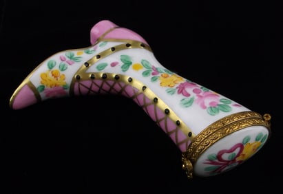 Mint Limoges Dubarry Peint Mein Porcelain Boot Trinket Box
