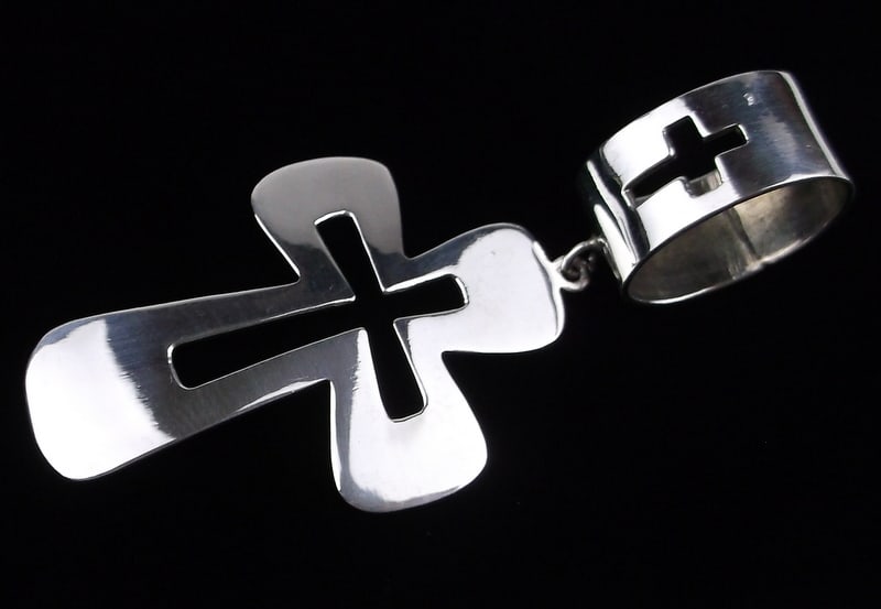 Big Mint Vintage Sterling Silver Cross Pendant Huge Bale (1 of 3)
