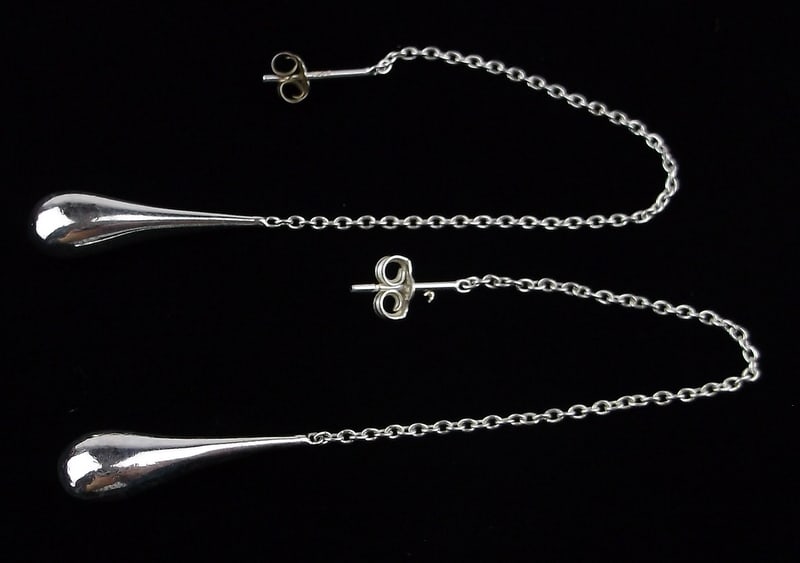 Stunning Vintage Long Sterling Silver Teardrop Earrings (1 of 3)