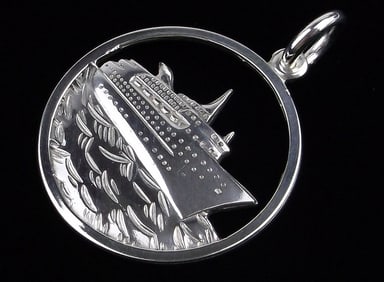 Mint Vint Sterling Silver Southward Cruise Ship Pendant Thick