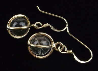New Gold Over Sterling Silver Crystal Ball Drop Earrings