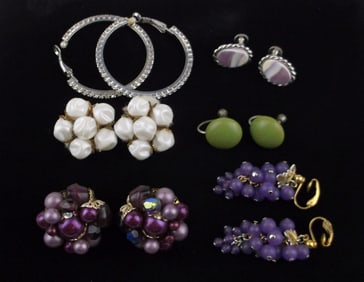 6 Gorgeous Vintage 1950s-70s Earrings Sets Lot