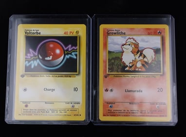 Mint 1999-2000 Pokemon French Spain 1st Ed Growlithe Voltorb