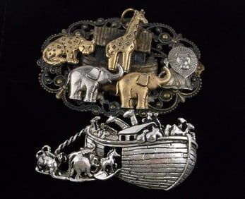 Mint Vintage Noahs Ark Brooch Pendant Lot