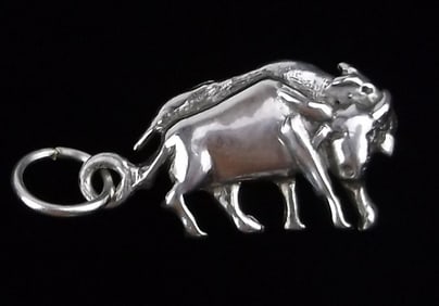 Mint Vintage Sterling Silver Buffalo Charm Pendant