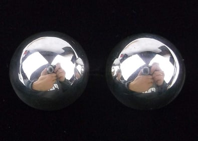 Big Mint Vintage Sterling Silver Dome Earrings