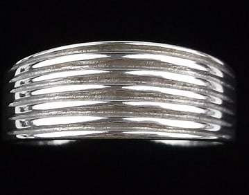 Mint Vintage Sterling Silver 7 Line Band Ring 8