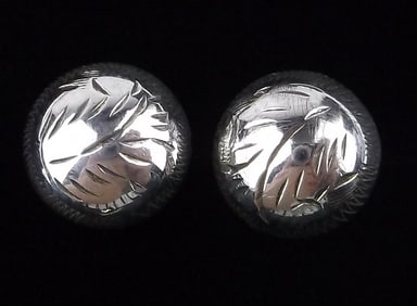 Stunning Vintage Sterling Silver Ornate Dome Earrings