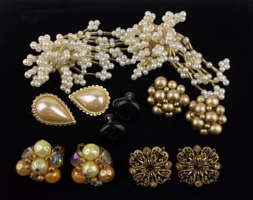 6 Gorgeous Vintage 1960s-80s Earrings Sets Lot