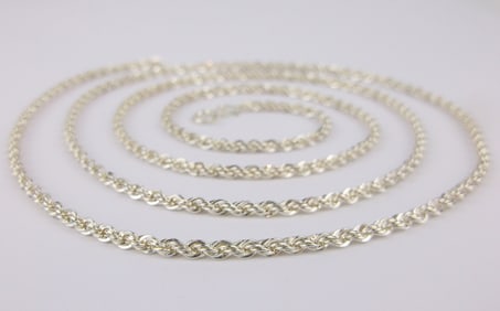 New Vintage Sterling Silver Rope Chain Necklace 30"
