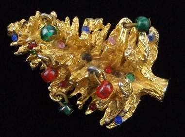 Gorgeous Vintage 1960s Benedikt NY Christmas Tree Brooch