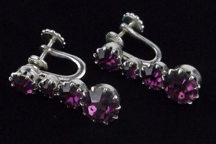 Mint Vintage 1950s Rhinestone Drop Earrings