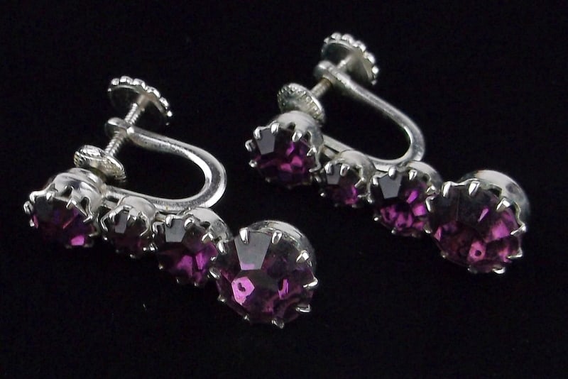 Mint Vintage 1950s Rhinestone Drop Earrings (1 of 3)