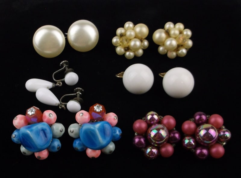 6 Gorgeous Vintage 1950s-60s Earrings Sets Lot (1 of 2)