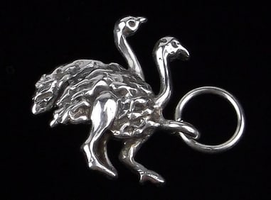 Mint Vintage Sterling Silver Ostrich Emu Charm Pendant