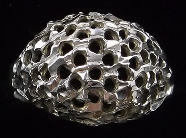 Mint Vintage Sterling Silver Honeycomb Dome Ring 6.5