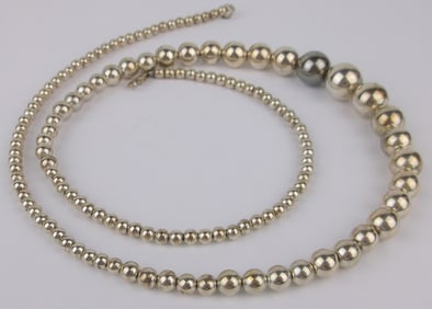 Stunning Vintage Sterling Silver Ball Chain Necklace 24"