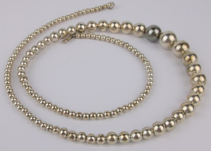 Stunning Vintage Sterling Silver Ball Chain Necklace 24" (1 of 3)