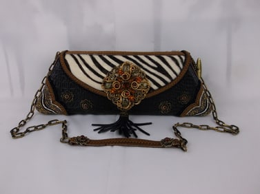 Mint Vint Mary Francis Leather Beaded Handbag Purse