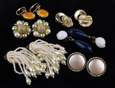 6 Gorgeous Vintage 1950s-60s Earrings Sets Lot