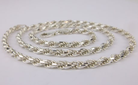 Mint Vint Heavy Italian Sterling Silver Rope Chain Necklace 20"