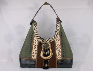 Stunning Big Vintage Mary Francis Leather Handbag Purse