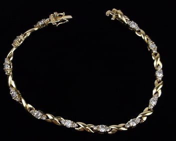 Mint Vintage Gold Over Sterling Silver Tennis Bracelet 7.5"