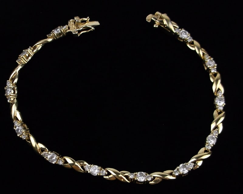 Mint Vintage Gold Over Sterling Silver Tennis Bracelet 7.5": Guaranteed Solid 925 Sterling Silver, in Excellent Condition