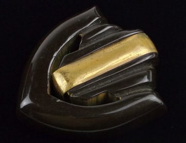 Mint Vintage 1930s Bakelite Mourning Clip Brooch