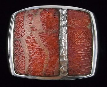 Mint Big Thick Vintage Silpada Sterling Silver Coral Ring 7