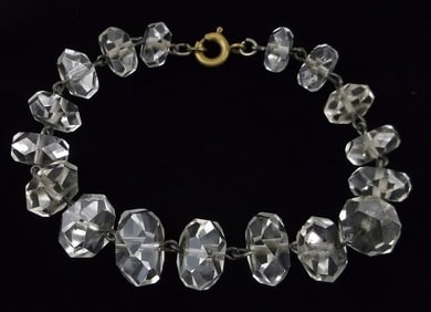 Gorgeous Antique 1910s Art Nouveau Crystal Bracelet 7.25"