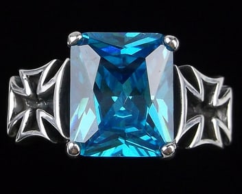 Big Thick Mint Vint Designer Sterling Silver Cross Ring 12