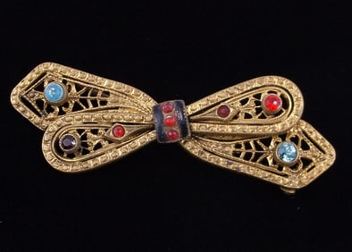 Stunning Antique 1910s Art Nouveau Rhinestone Brooch