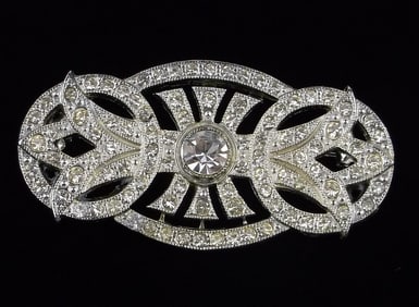 Mint Vintage 1920s Art Deco Rhinestone Brooch