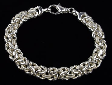 New Vint Thick Heavy Italian Sterling Silver Bracelet 8"