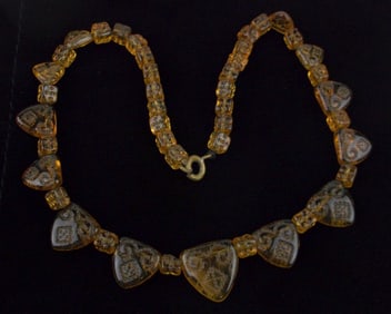 Beautiful Antique 1880s Glass Necklace 13" Arts and Crafts