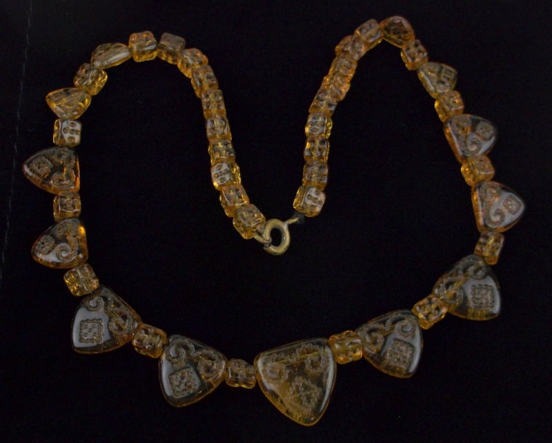 Beautiful Antique 1880s Glass Necklace 13" Arts and Crafts: beautiful condition