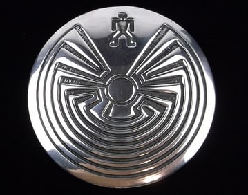 Big Mint Vint Zuni Sterling Silver Man In Maze Brooch