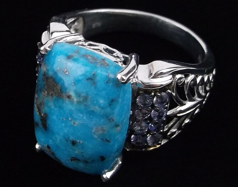 New Big Designer Sterling Silver Turquoise Tanzanite Ring 11 (1 of 4)