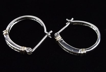 Mint Vintage 10kt White Yellow Gold Diamond Earrings 1.85g
